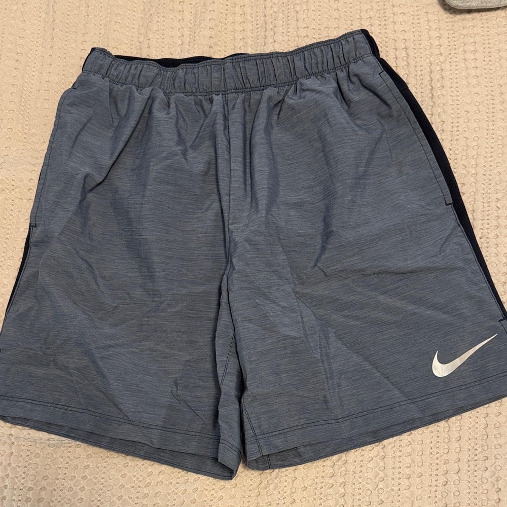 Nike Men's Heather Slate Athletic Shorts with White Swoosh